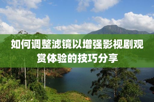 如何调整滤镜以增强影视剧观赏体验的技巧分享